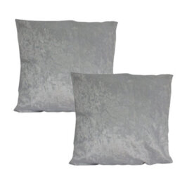 Urban Textures Pack Of 2 Crushed Velvet Cushion Covers 18 X 18 Inches Grey - thumbnail 1