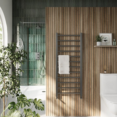Bubly Bathrooms Vibe 800 X 500mm Gunmetal Heated Towel Radiator - Modern Ladder Rail - image 1