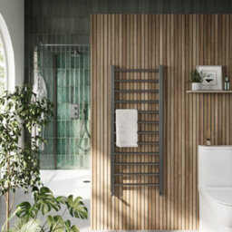 Bubly Bathrooms Vibe 800 X 500mm Gunmetal Heated Towel Radiator - Modern Ladder Rail - thumbnail 1