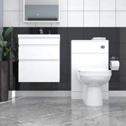 Nes Home White Wall Hung 500mm Vanity Unit 2 Drawer With Wc Unit & Btw Toilet - thumbnail 2