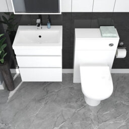 Nes Home White Wall Hung 500mm Vanity Unit 2 Drawer With Wc Unit & Btw Toilet - thumbnail 3