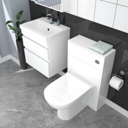 Nes Home White Wall Hung 500mm Vanity Unit 2 Drawer With Wc Unit & Btw Toilet - thumbnail 4