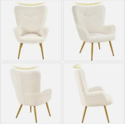 Accent Chair And Ottoman Set Armchair With Footstool With Golden Metal Legs - thumbnail 6