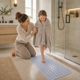 Oxford Homeware Suction Cups Gripper Shower Bath Mat Machine Washable Anti Mould And Mildew Bathroom Mat (Grey, 40X100Cm) - thumbnail 2