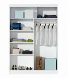 Arte Contemporary White & Black Sliding Door Wardrobe 150Cm - Mirrored Modern Storage - thumbnail 3