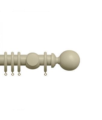 Premium 35mm Wooden Curtain Pole Set - Stone Grey 200Cm