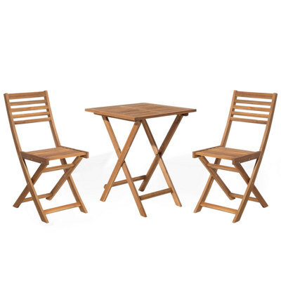 Beliani Bistro Set Folding Fiji Acacia Wood Light Brown - image 1