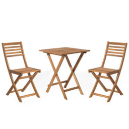 Beliani Bistro Set Folding Fiji Acacia Wood Light Brown - thumbnail 1