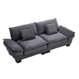 Matteo Oversized Modern 2 Seater Oversized Corduroy Loveseat Sofa Deep Seat Comfy Corduroy Sofa Couch- Dark Gray - thumbnail 7