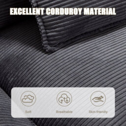 Matteo Oversized Modern 2 Seater Oversized Corduroy Loveseat Sofa Deep Seat Comfy Corduroy Sofa Couch- Dark Gray - thumbnail 6