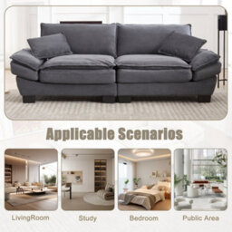 Matteo Oversized Modern 2 Seater Oversized Corduroy Loveseat Sofa Deep Seat Comfy Corduroy Sofa Couch- Dark Gray - thumbnail 5