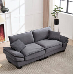 Matteo Oversized Modern 2 Seater Oversized Corduroy Loveseat Sofa Deep Seat Comfy Corduroy Sofa Couch- Dark Gray - thumbnail 1