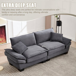 Matteo Oversized Modern 2 Seater Oversized Corduroy Loveseat Sofa Deep Seat Comfy Corduroy Sofa Couch- Dark Gray - thumbnail 3