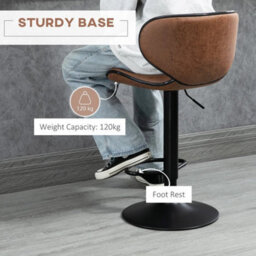 Bar Stool Set Of 2 Microfiber Cloth Adjustable Armless Chairs Brown - thumbnail 3