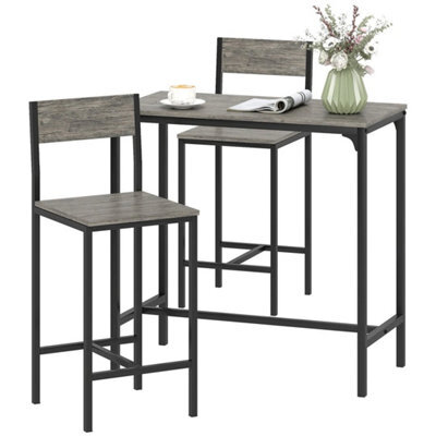 Bar Table And Stools Set, Kitchen Table And 2 Chairs With Backrest, Footrest - image 1