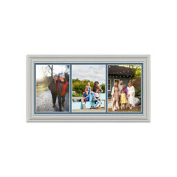 AK Frames 16X8 Light Grey Classic Multi Photo Frame With Pompadour Mount - Holds 3 Apertures (3X) 7X5 Photos - thumbnail 1