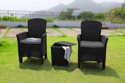 Centurion Supports Ophelia 3-Piece Rattan Garden Furniture High Back Armchair Set With Side Table In Black - thumbnail 7