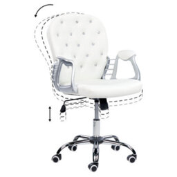 Beliani Desk Chair Princess Faux Leather White - thumbnail 8