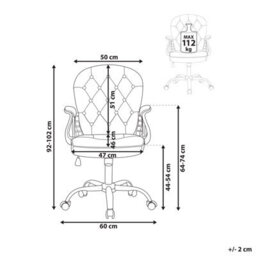 Beliani Desk Chair Princess Faux Leather White - thumbnail 3