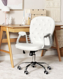 Beliani Desk Chair Princess Faux Leather White - thumbnail 2