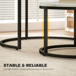 Homcom 2 Pcs Stacking Coffee Table Set Steel Frame, Marble White - thumbnail 6