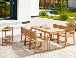 Beliani Garden Dining Table Sassari Ii 180 Cm 90 Cm Certified Acacia Wood Light Brown - thumbnail 2