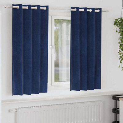 Berkfield Blackout Curtains With Eyelets 2 Pcs Dark Blue Velvet - image 1