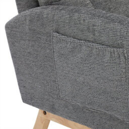 Abrihome Grey Waffle Fabric Rocking Chair With Adjustable Footrest & Side Pockets - thumbnail 9