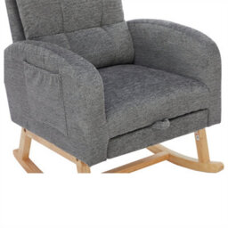 Abrihome Grey Waffle Fabric Rocking Chair With Adjustable Footrest & Side Pockets - thumbnail 7
