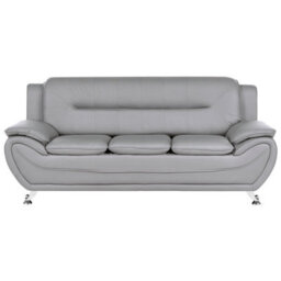 Beliani Sofa 3 Seater Leira Faux Leather Grey - thumbnail 1