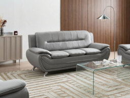Beliani Sofa 3 Seater Leira Faux Leather Grey - thumbnail 2