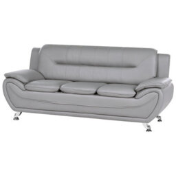 Beliani Sofa 3 Seater Leira Faux Leather Grey - thumbnail 4