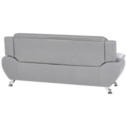 Beliani Sofa 3 Seater Leira Faux Leather Grey - thumbnail 5