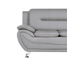 Beliani Sofa 3 Seater Leira Faux Leather Grey - thumbnail 6