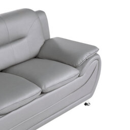 Beliani Sofa 3 Seater Leira Faux Leather Grey - thumbnail 7