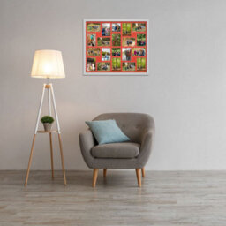 AK Frames 80X70Cm Silver Modern Multi Photo Frame With Poppy Red Mount - Holds 20 Apertures (18X) 6X4, (2X) 4X4 Photos - thumbnail 3