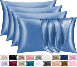 Lazzaro 4 Pack Satin Silk Pillowcases For Hair & Skin Soft Smooth With Envelope Closure - thumbnail 1