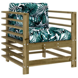 Berkfield Garden Chairs With Cushions 2 Pcs Impregnated Wood Pine - thumbnail 3