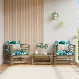 Berkfield Garden Chairs With Cushions 2 Pcs Impregnated Wood Pine