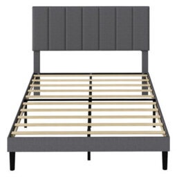Levede Bed Frame Small Double Soft Upholstered Linen Fabric Wooden Slat - thumbnail 3