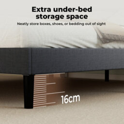 Levede Bed Frame Small Double Soft Upholstered Linen Fabric Wooden Slat - thumbnail 5