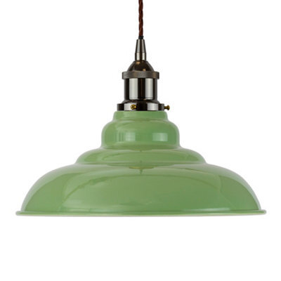 Mint Green St Edmund's Painted Dome Pendant Light With Black Nickel Lamp Holder And Brown Twisted Cable - Se Home - image 1