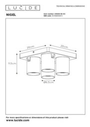 Lucide Nigel Modern Ceiling Spotlight - Led Dim To Warm - Gu10 - 4X5W 2200K/3000K - Matt Gold, Brass - thumbnail 7