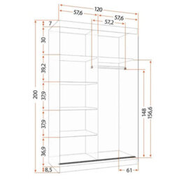 Sliding Wardrobe Neomi 01 120 Cm With Mirror Body Sonoma Front White - thumbnail 4