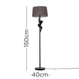 Valuelights Modern Black Hanging Monkey Floor Lamp With Grey Tapered Shade - Includes 6W Led Bulb 3000K Warm White - thumbnail 8