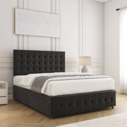 Bsspoke Eva Divan Bed Set Black Plush Velvet 24Inch Headboard & Footboard & Mattress No Drawers In 3Ft 4Ft 4Ft6 5Ft 6Ft - thumbnail 2