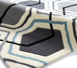 Grey/blue Handmade Modern Geometric Easy To Clean Rug For Bedroom & Living Room-150Cm X 230Cm - thumbnail 2