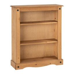 Seconique Corona 3 Shelf Low Bookcase In Distressed Waxed Pine Finish - thumbnail 2