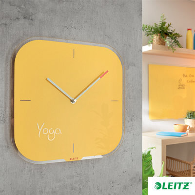 Leitz Cosy Silent Glass Office Bedroom Kitchen Wall Clock Warm Yellow - image 1