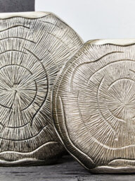 Orsina Silva Large Oak Effect Silver Finish Vase - thumbnail 2